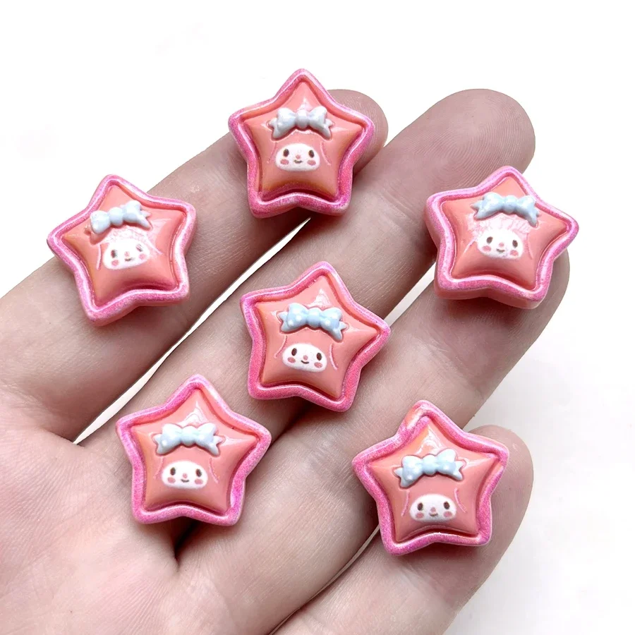 10pcs cute cartoon hearts Five star flower animals flat back resin carbon circle scrapbook Diy wedding hairpin accessories craft