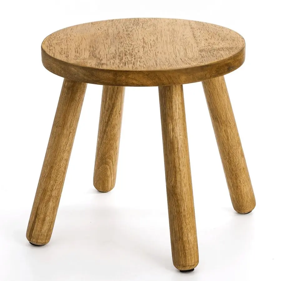 

12 Inch Round Solid Wooden Step Stool, NonSlip One Step Stool for Adults, Holds up to 300 Lbs, Portable amp Sturdy, Footstool fo