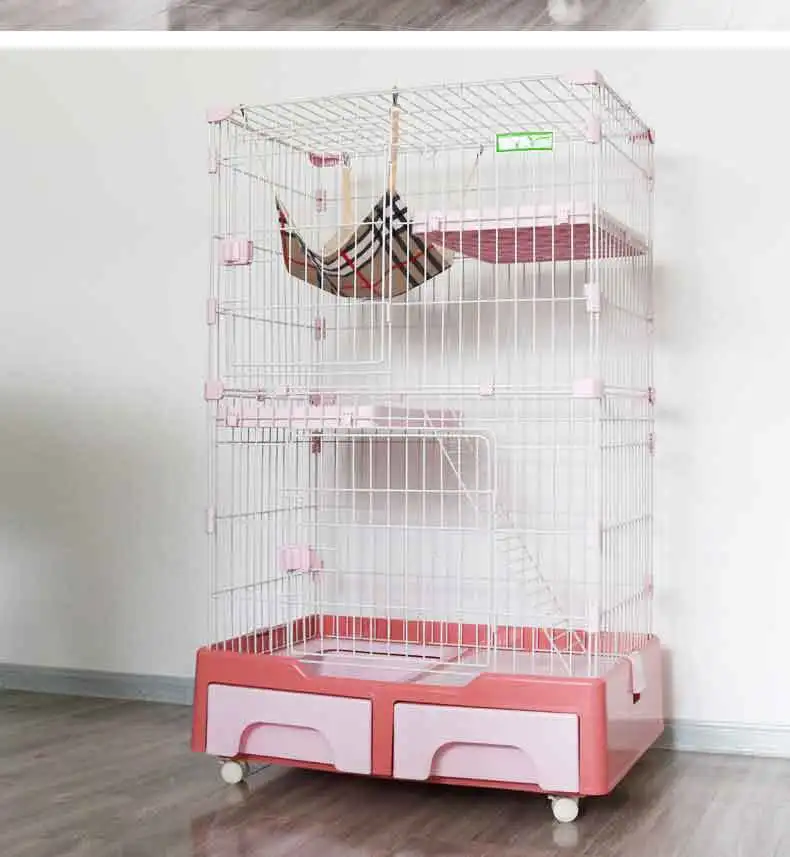 Metal Wire Cat Breeding Cage House With Wheels