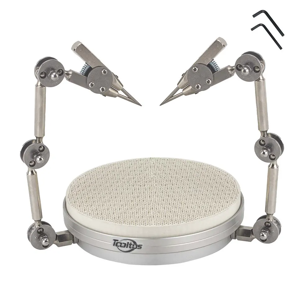 Adjustable Welding Stand with Dual Flexible Arms and Anti-Slip Base for Precision Electronics Repair, Jewelry Crafting