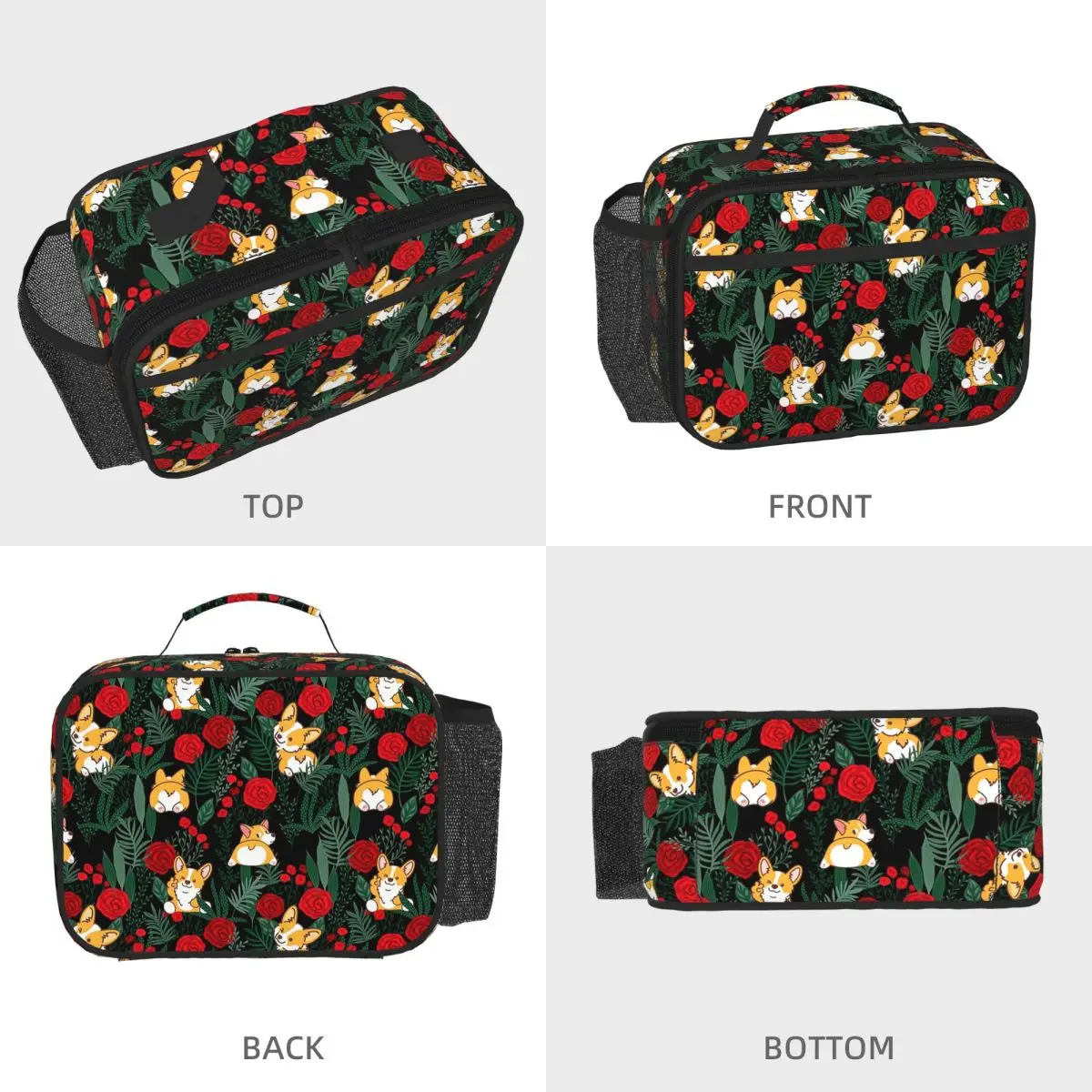 Corgi Dog In Garden Insulated Lunch Bag for Women Children Leakproof Food Boxes Thermal Lunch Box Tote