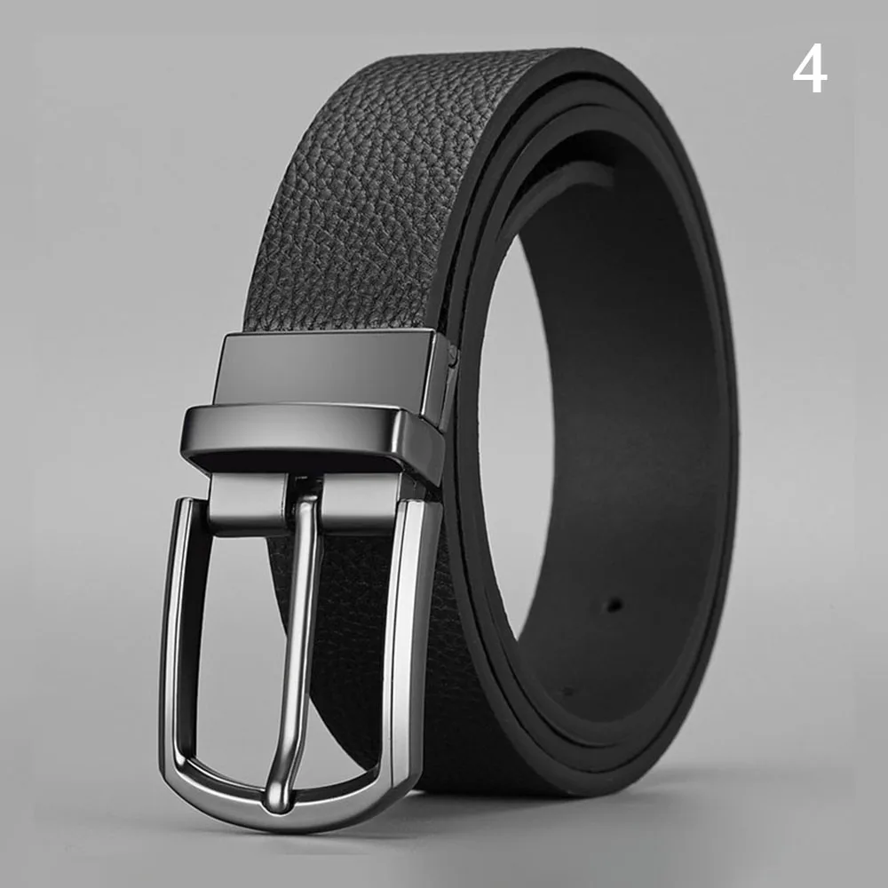 New Solid Color Square Buckle Belt PU Leather Double-sided Belts Retro Casual Business Belt Simple Men Jeans Wear Waistband