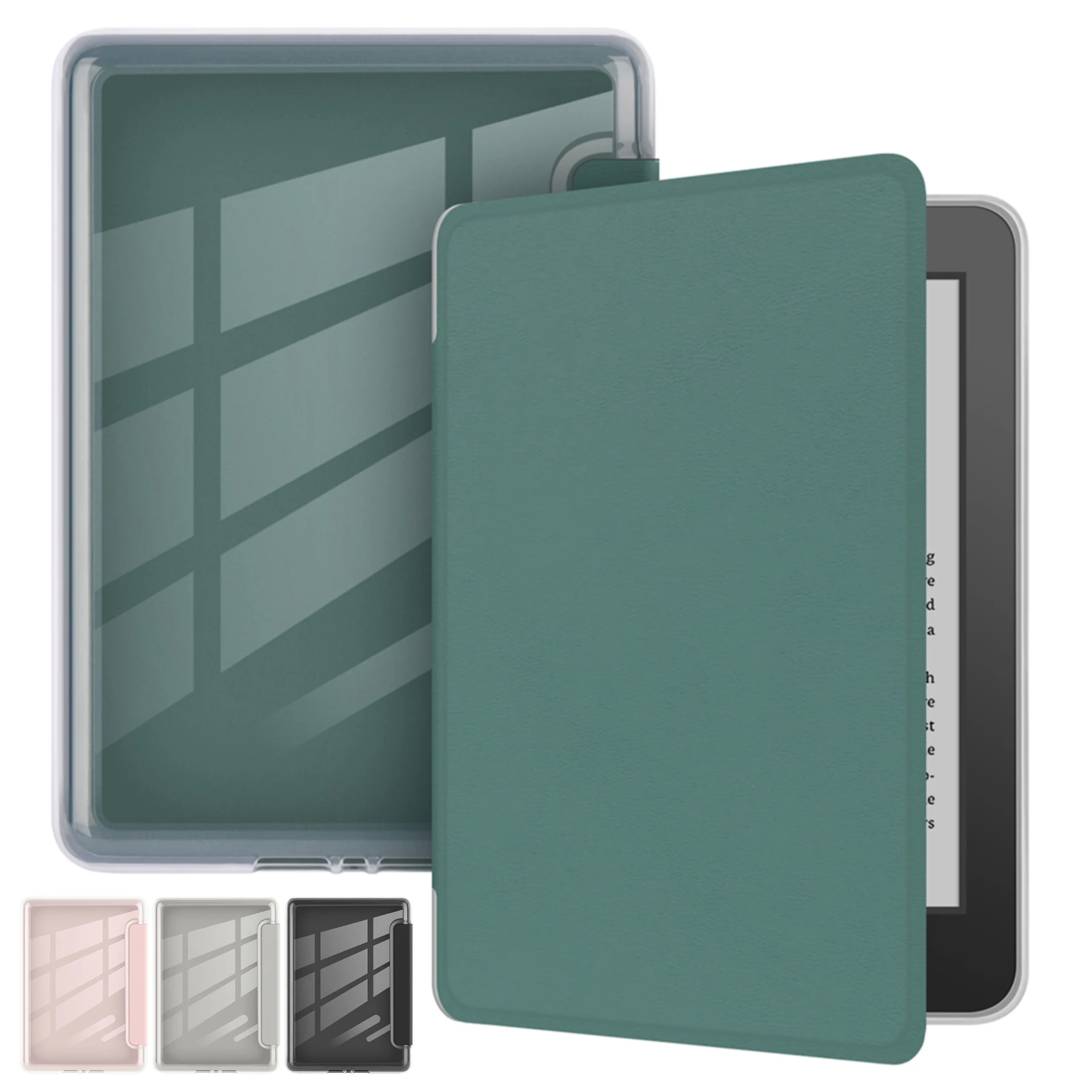 

Case for 6" Kindle 11th Generation 2024/2022 Release Light PU Leather Cover and Transparent Hard Back Shell Auto Sleep/Wake