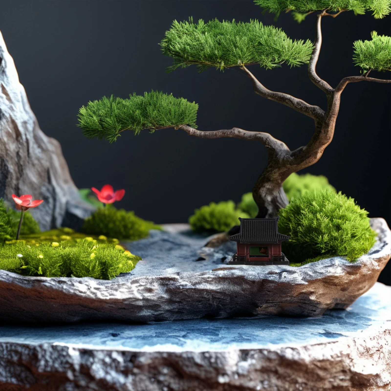 

Mini Chinese Pavilion Decor Traditional Pagoda Statue for Home Office Tabletop Terrarium Plastic Ornament Chinese Style Figurine