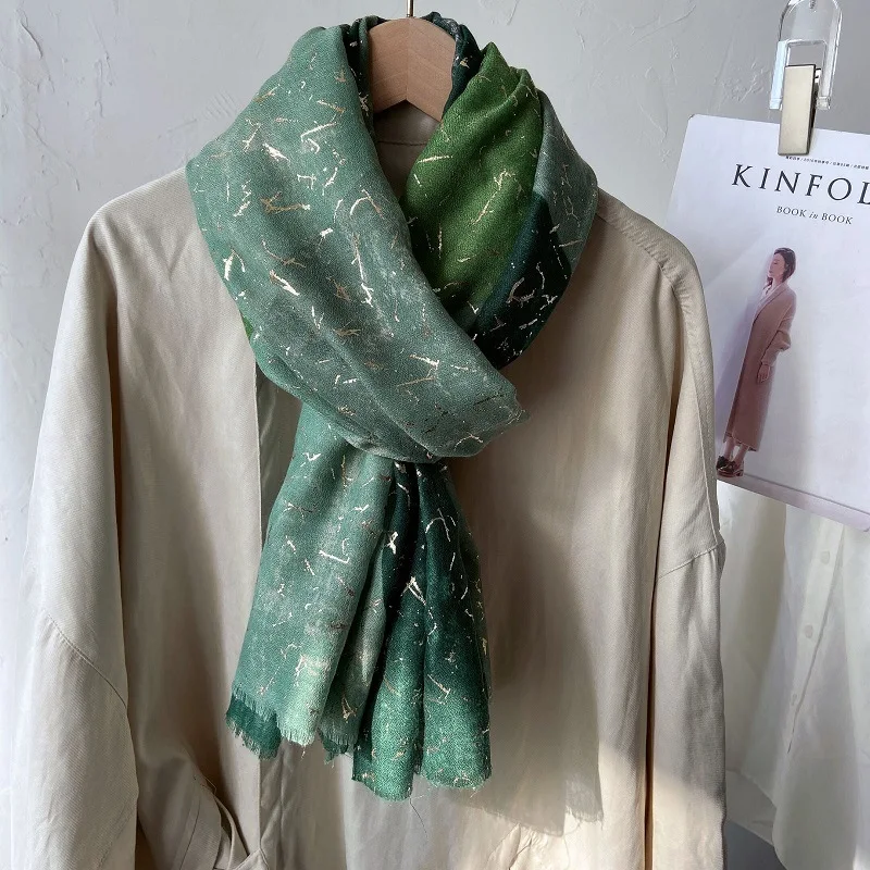 

Faionable Soft Silk Cotton Geometric Print oulder Wrap Gold Emed Travel Sun Protection Warmth Scarf een Rectangle S...