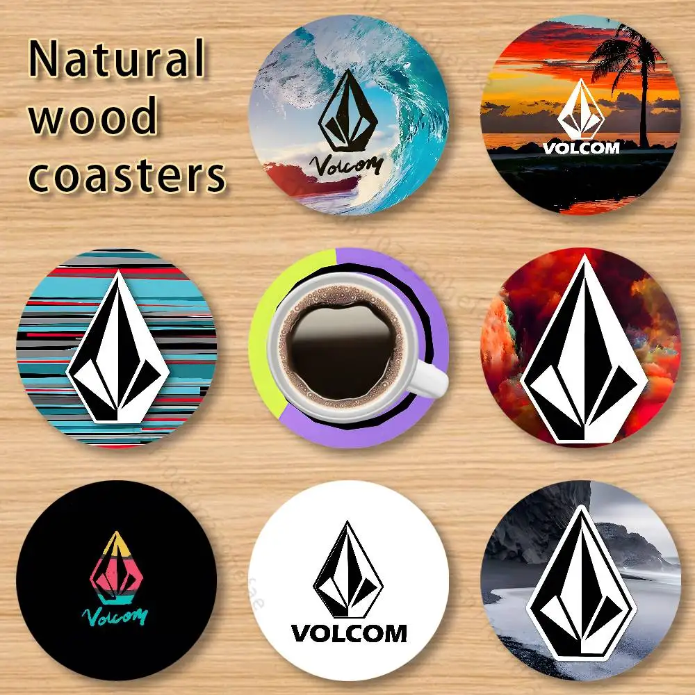 

V-VOLCOM-S Sport Style wooden anti-slip coasters suitable for home office and theme party decoration