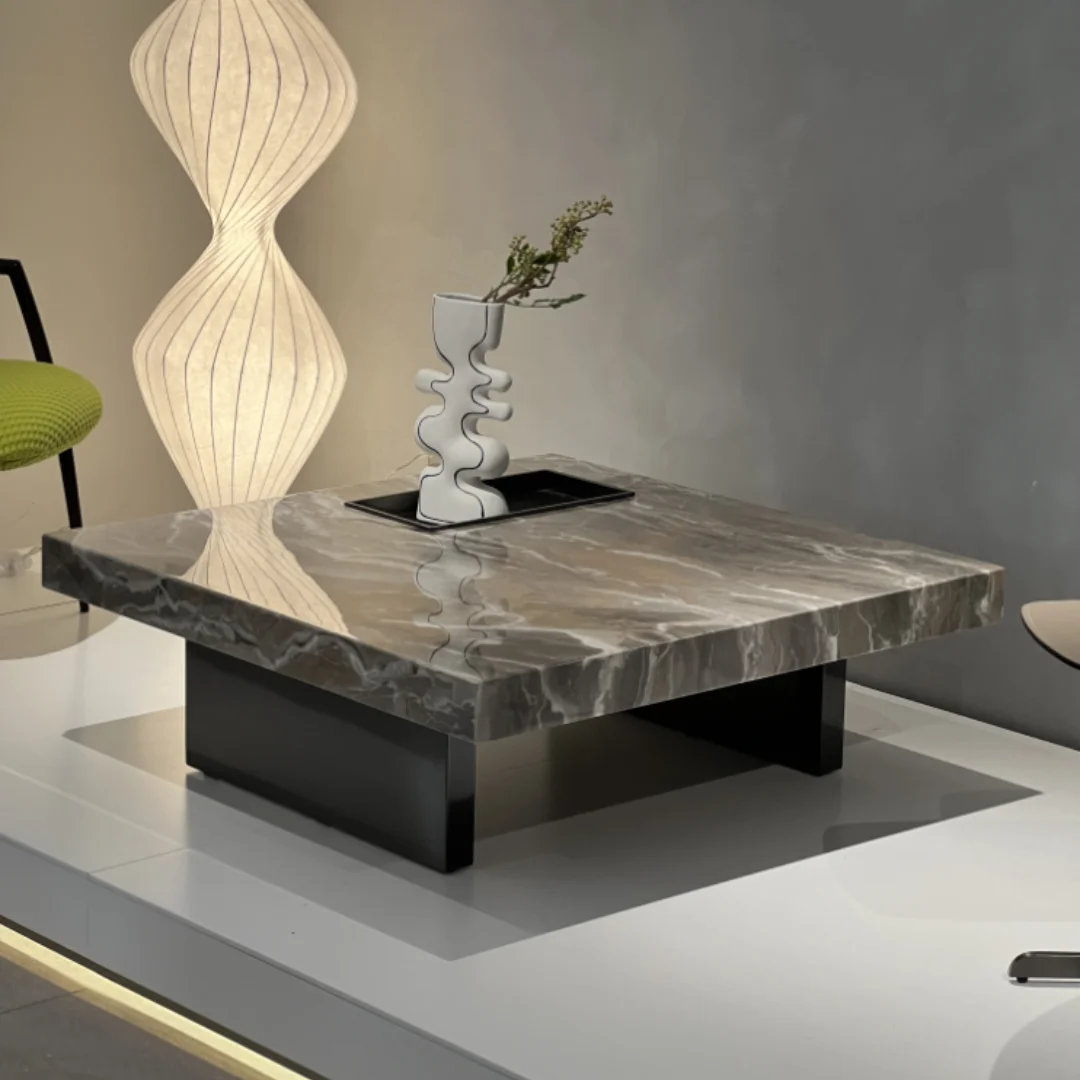 

m Modern Durable Natural Stone End Table Home Storage Combination Furniture Living Room Shape Table m