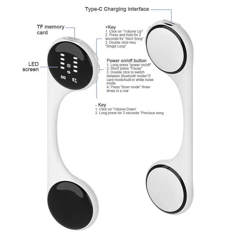 Bluetooth-Kissenlautsprecher, tragbarer Mini-Schlafautsprecher mit Knochenleitung und 10 natürlichen weißen Geräuschen für Tiefschlaflautsprecher