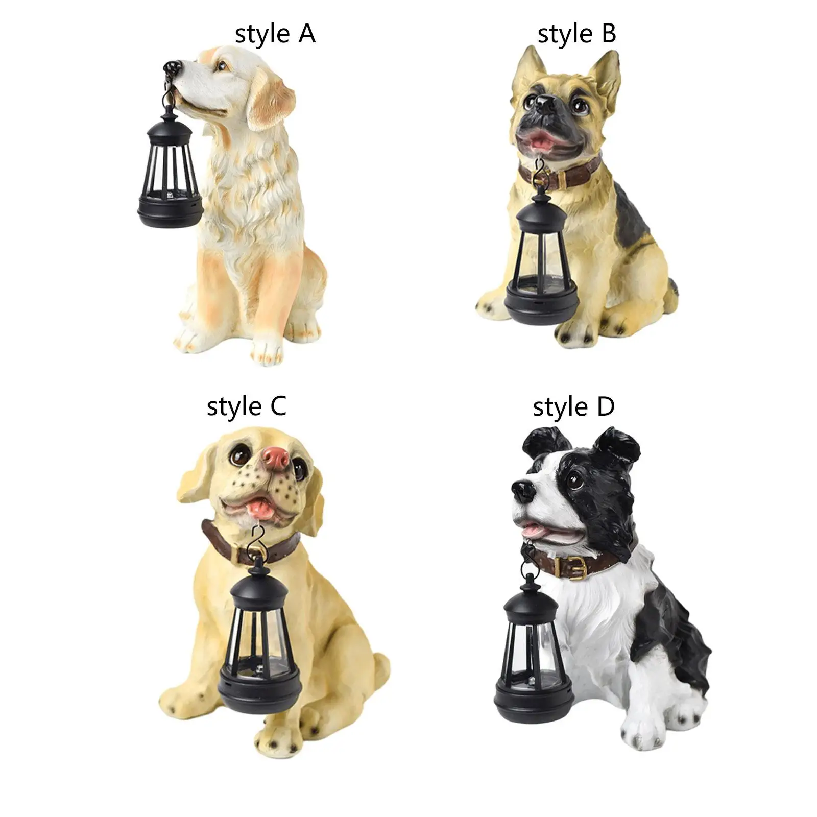 

Garden Dog Solar Lamp Statue Craft Resin Sculpture for Courtyard Yard Garden