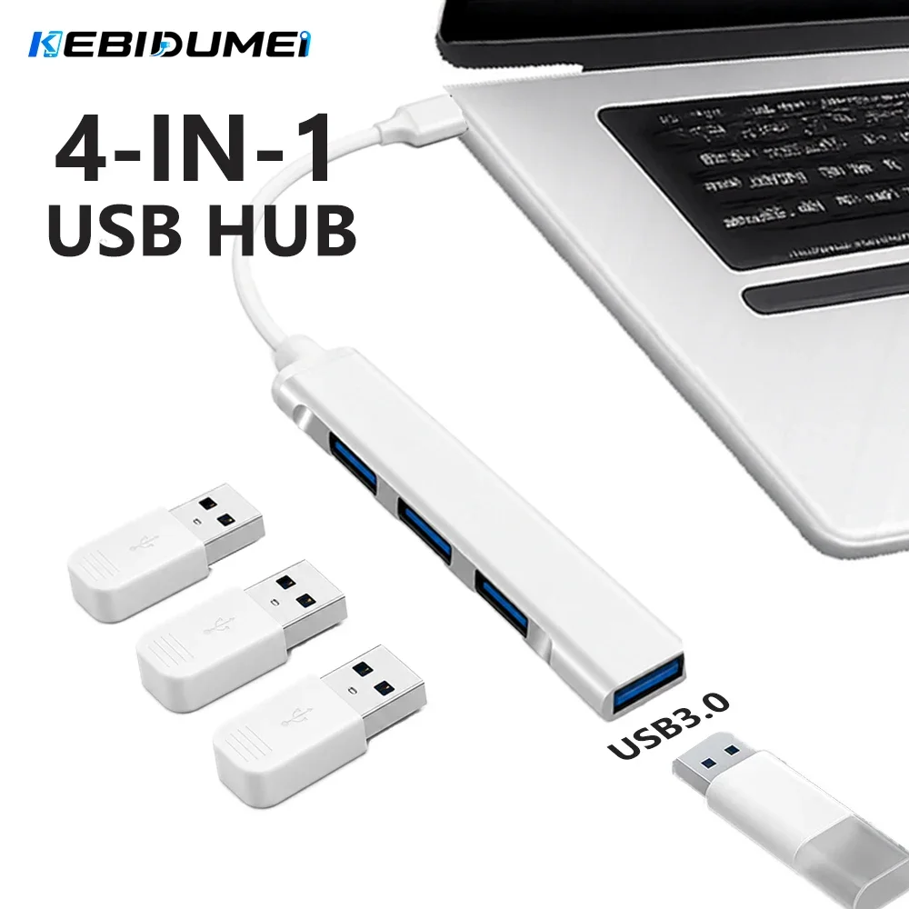 KEBIDUMEI 4 IN 1 USB 3.0 HUB 5Gbps High Speed Transmission Adapter Splitter OTG Docking Station Computer Accessories For Laptop