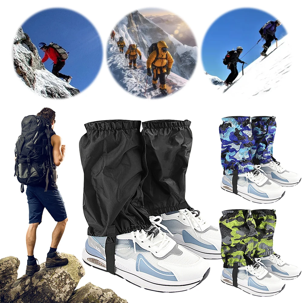 Outdoor Leg Sleeves Snow Legging Gaiters Adjustable Leg Protection Sleeves Waterproof Shoe Covers Non Slip for Walking Climbing