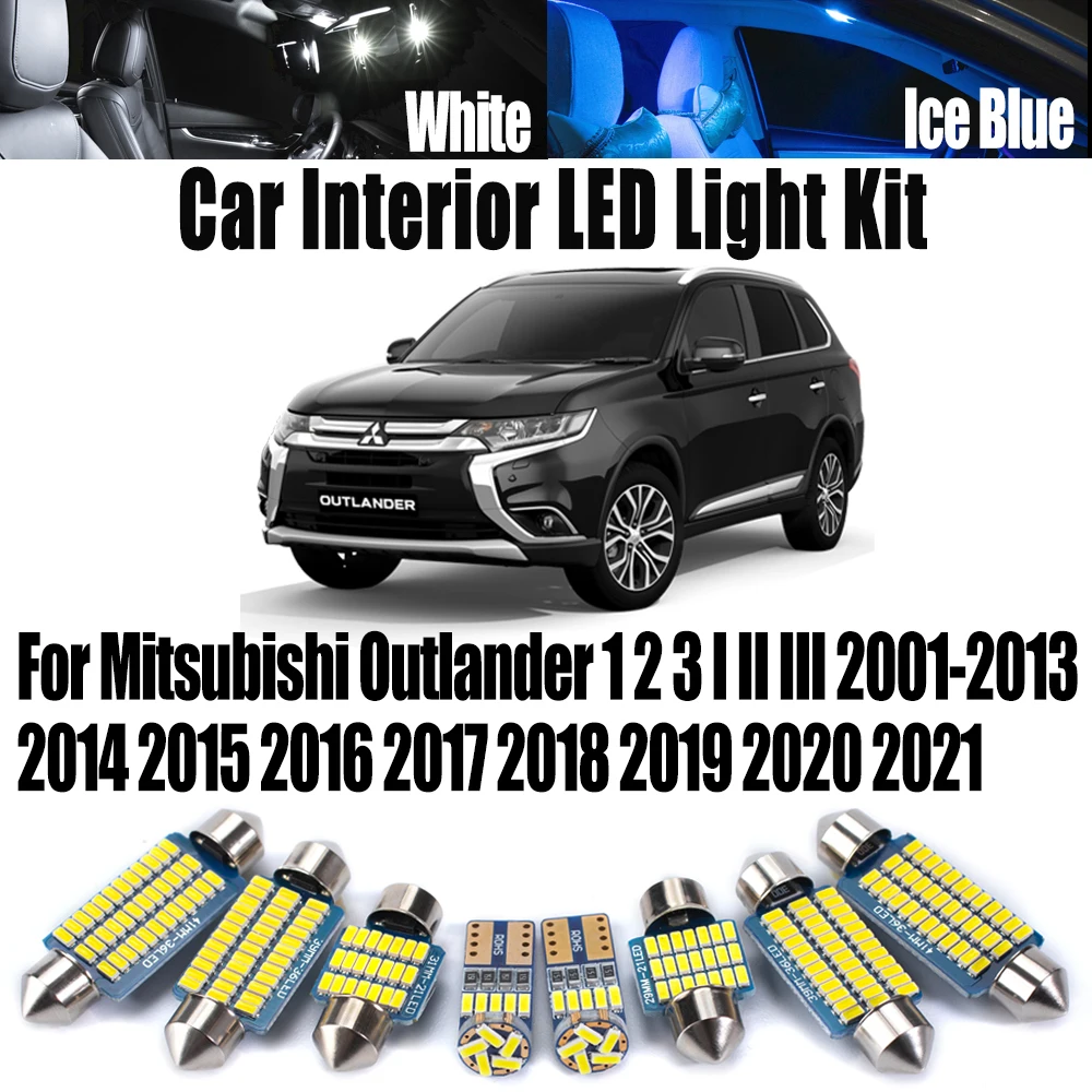 

Canbus для Mitsubishi Outlander 1 2 3 I II III 2001-2018 2019 2020 2021 автомобильные лампы для чтения номерного знака, комплект светодиодного внутреннего освещения