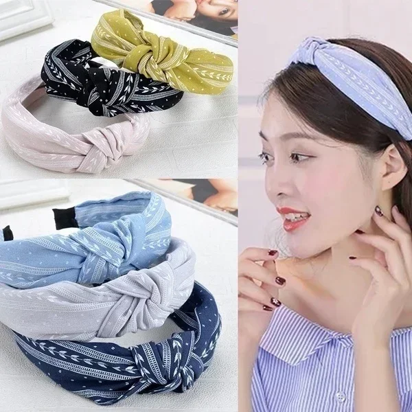 

Womens Fashion Knotted Headband Girls Solid Color Hairband Simple Cross Knot Hairband Headband Womens Hair Accessories