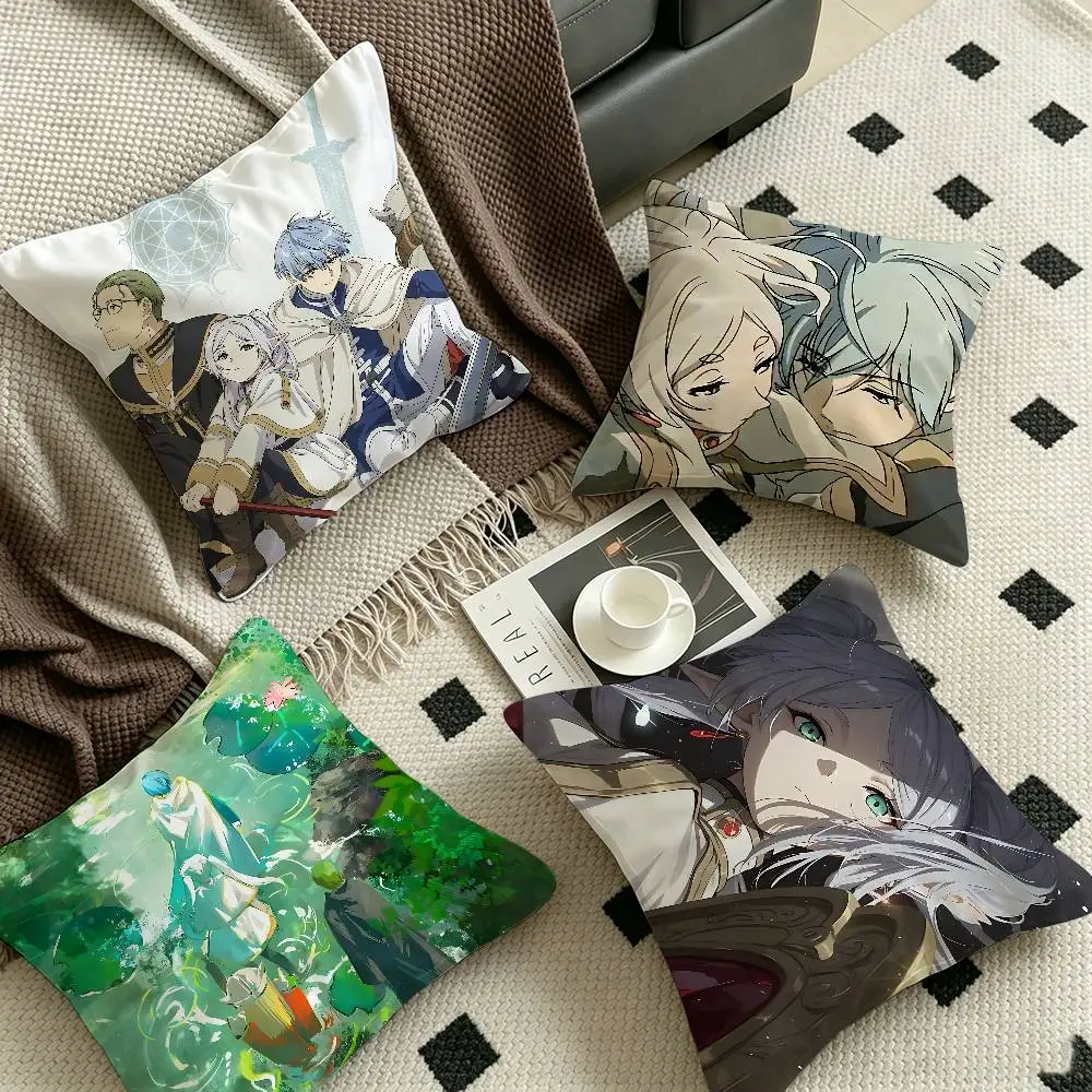 Japanese F-Frieren Anime Cushion Cover Pillowcase Upholstery Sofa Throw Pillow Home Decor Pillowcas