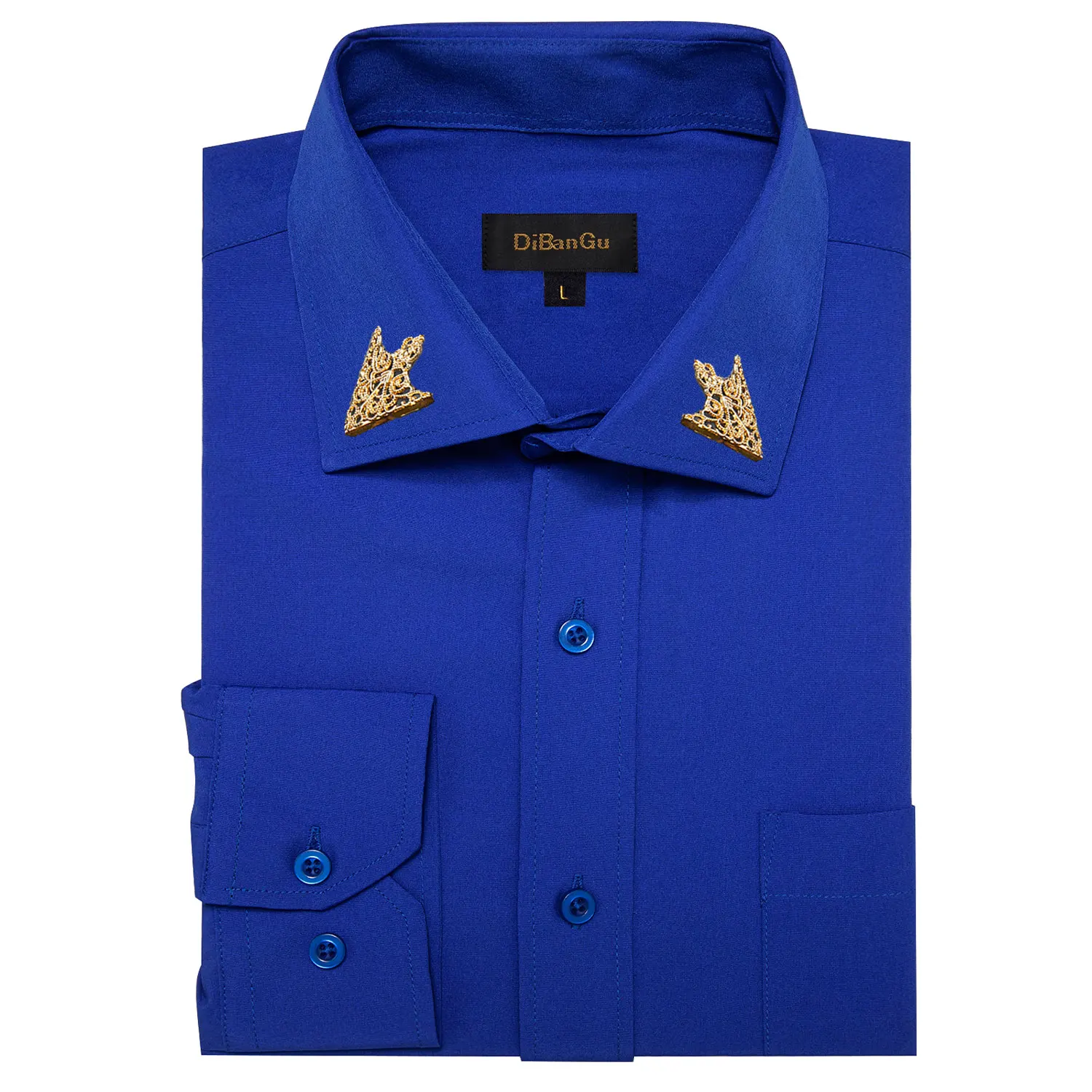 Versatile Plain Dress Shirt for Men, Chest Pocket Slim Long Sleeve Button Down with Collar Pin, Multi Colors for Work