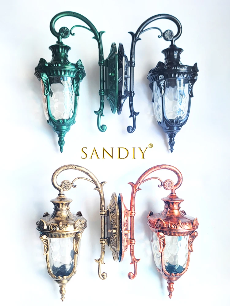 

SANDIY Vintage Wall Light Outdoor Chandelier Porch Balcony Lamp Waterproof Sconces for Yard Garden Fence Bronze Retro Green E27