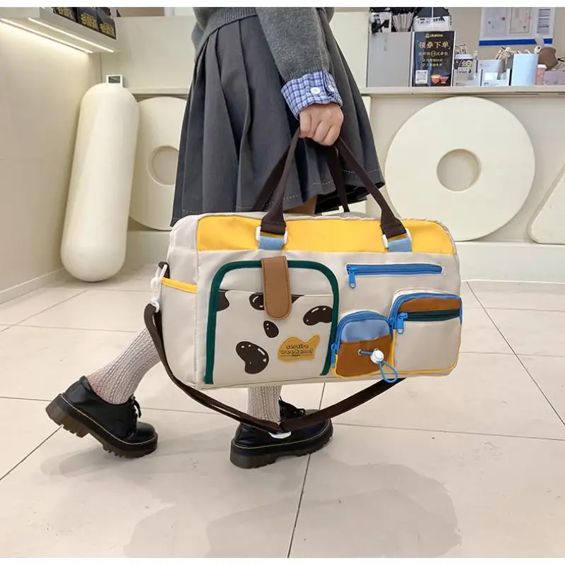 

New Large Capacity Oxford Fabric Gym Duffel Bag With Shoe Compartment & Adjustable Shoulder Straps, Multi-Pocket Travel Bag