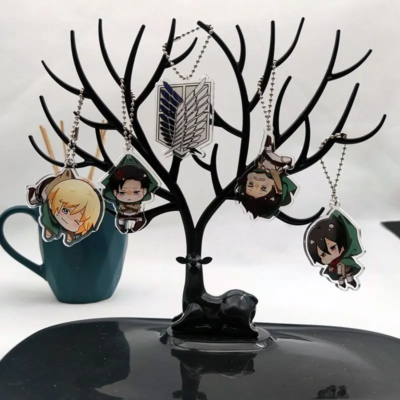 

Attack on Titan Anime Women Keychain Men Eren Keyring Bags Key Chain Car Pendant Kids Friends Gift for Fans Collection Ornament