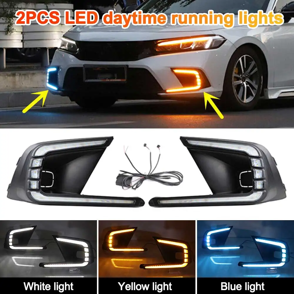 

2x DRL For Honda Civic 2022 2023 LED Daytime Running Light Fog lamp