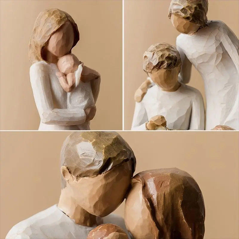 

Handmade Sculpture Artwork Couple Decorative Figurines Furniture Decoration Wedding Memorabilia Family Of Three Ornaments