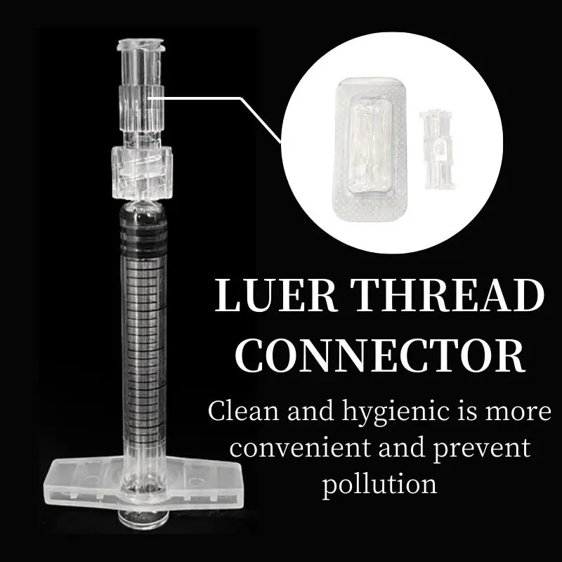 Sterile Transparent Injector Thread Connector Leak Proof Double Helix Joint Two-way Transfer Disposable Female to Female Coupler