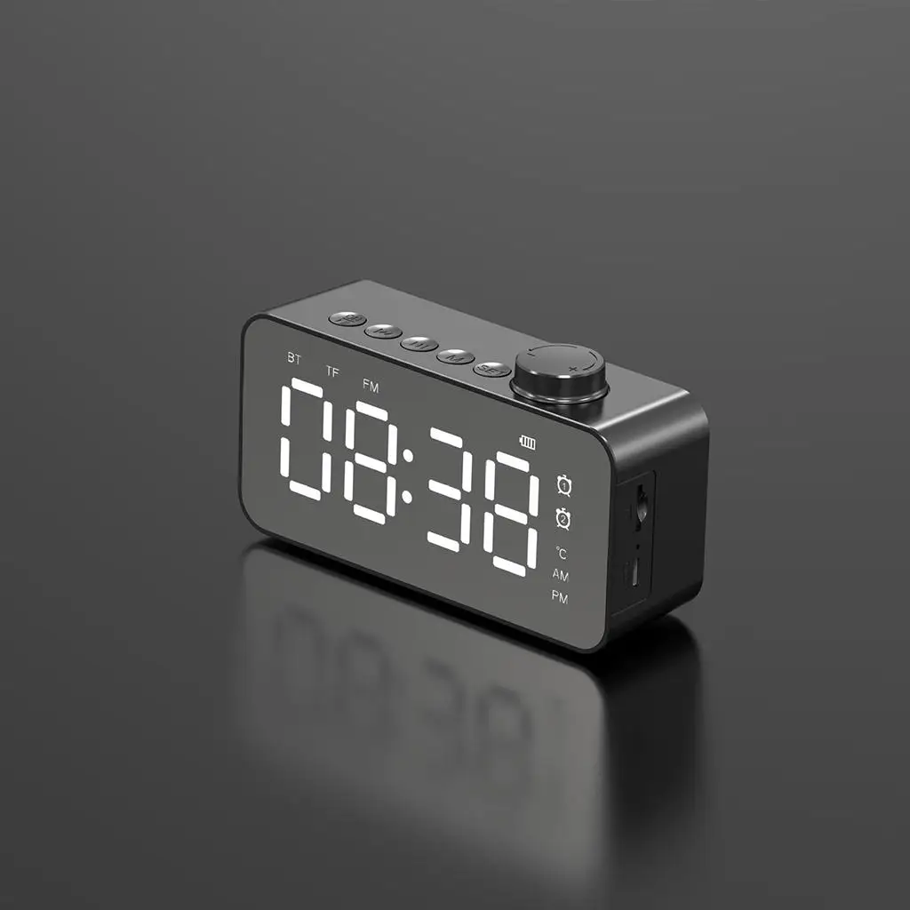 Alarm Clock Radio W/ Bluetooth Speaker Sleep Timer Gentle Wake up Experience FM Radio TF Card V5.0 Dual Alarm Bass for Students