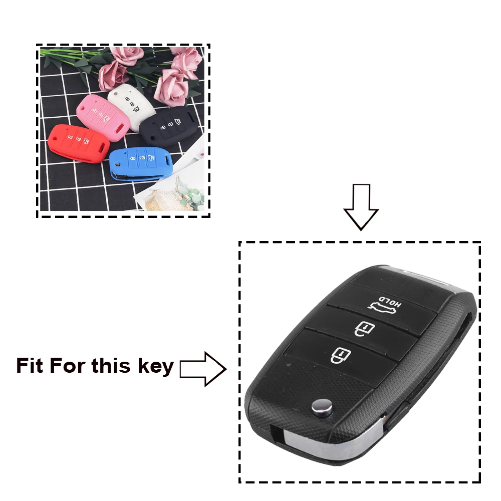 KEYYOU For KIA K2 K3 K4 K5 Sid Rio Soul Sportage Ceed Sorento Cerato 2018 Key Remote Fob Cover 3 Button Silicone Car Key Case