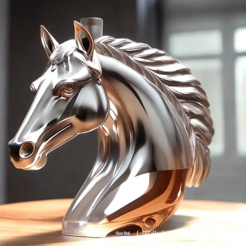Brandy Unique Liquor Bottle Gift For Whiskey Lovers Whiskey Bottle Engraved Horse Head Shape Glass Decanter For Whiskey Bourbon