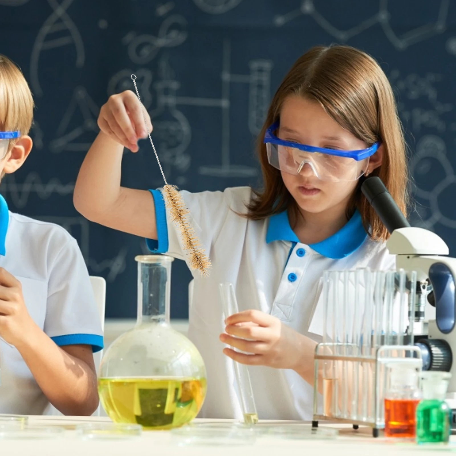 

10pcs Test Tube Brush High Quality Nylon Pig Bristle Cleaning Brushes for Chemistry Lab Tube Cleaners Practical