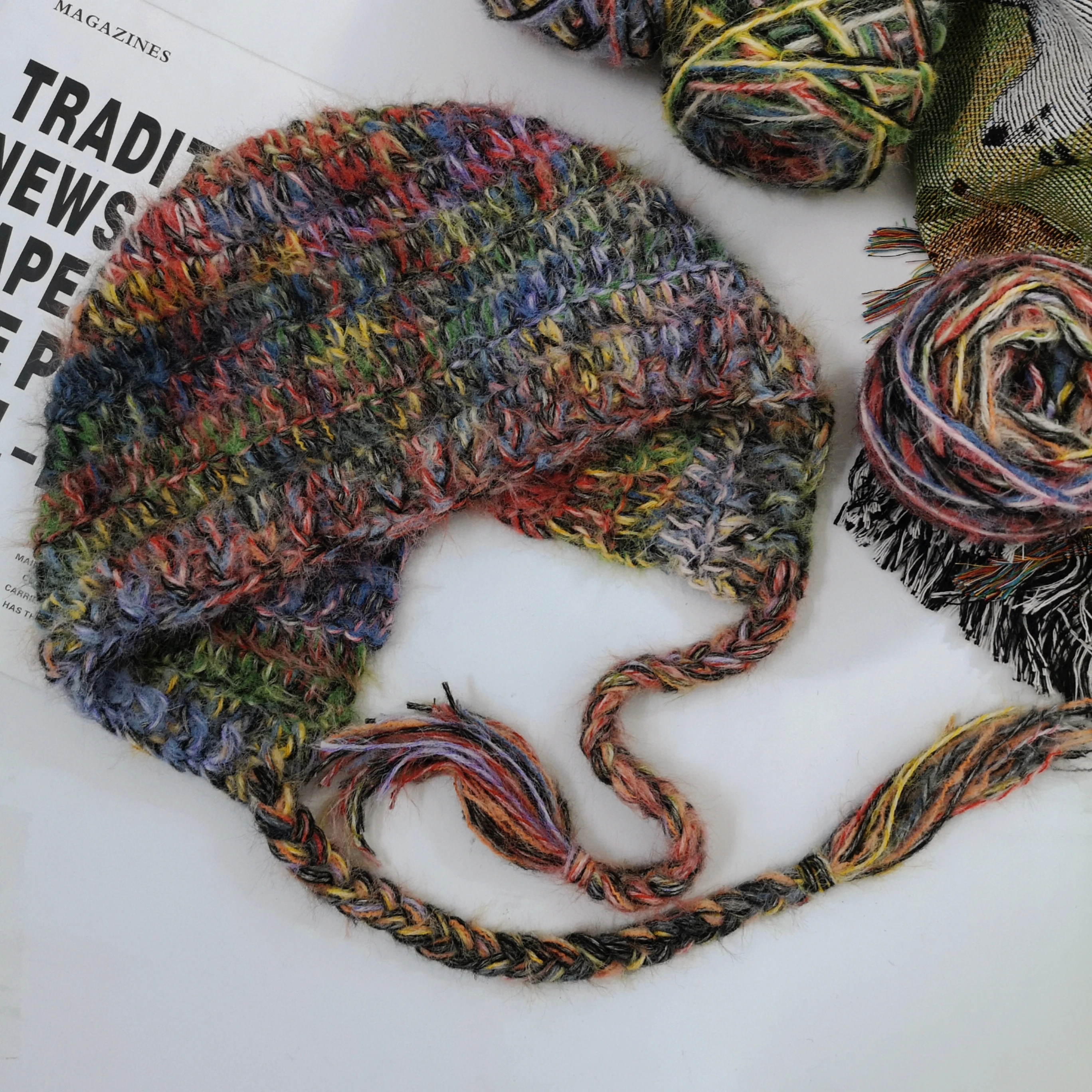 كرتان (160 جرام إجماليًا) خيوط ممزوجة عتيقة، قبعة صغيرة منسوجة دافئة ومريحة وسميكة من الكروشيه هدية مصنوعة يدويًا يمكنك صنعها بنفسك #1