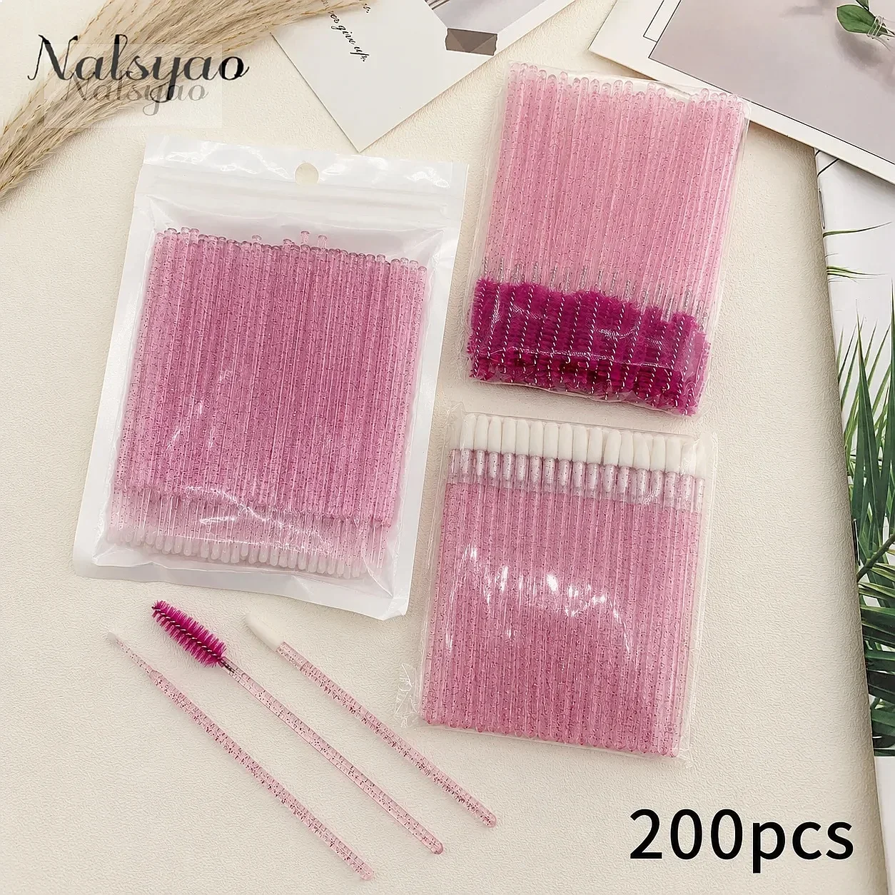 200pcs Eyelash Removal Brush Micro Brush Eyelash Extension Lipline Cotton Brush for Eyelash Extension