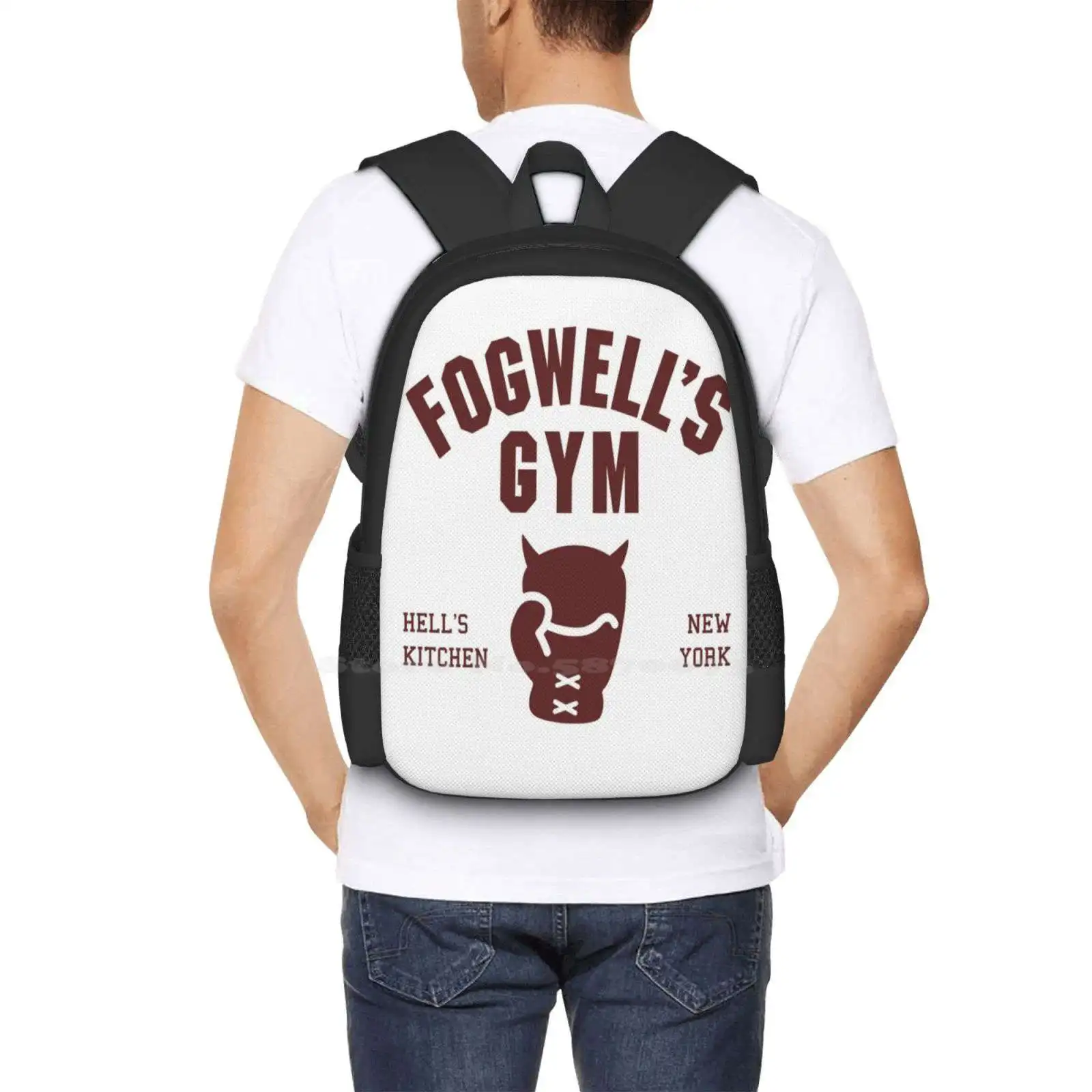 Fogwell'S Gym 3D Print Design Backpack Student Bag Matt Murdock Battlin Jack Murdock Devil Of Hells Kitchen New York City