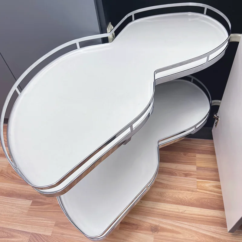 

Movable Wood Panel Storage Basket Shelf Pull Down Swing Tray Magic Corner for Cabinet Blind Corner