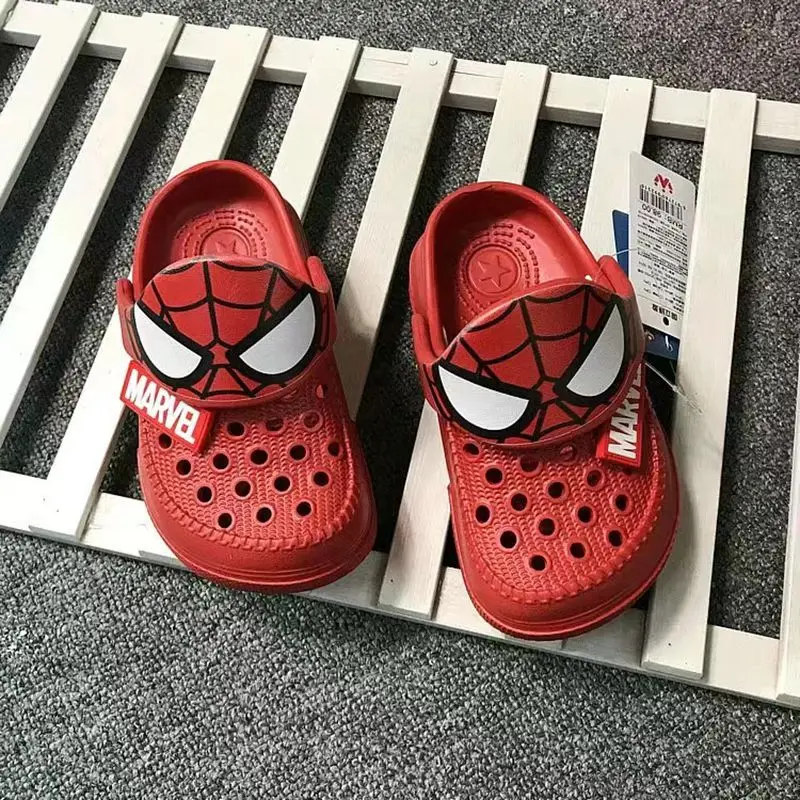 Summer Baby Boys Girls Shoes Kids Sandals Cartoon Spiderman Mcqueen Cars Print Beach Slipper Indoor Soft Home Bath Garden Shoes