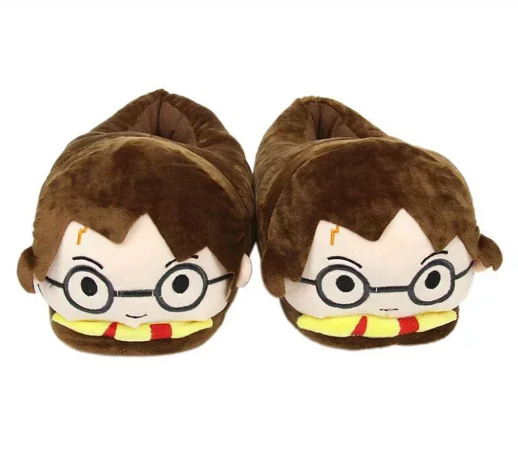 Anime Cute Figure Cotton Slippers Kids Winter Warm Full Pack Slippers Plush Home Cotton Slippers Christmas Decoration Gift