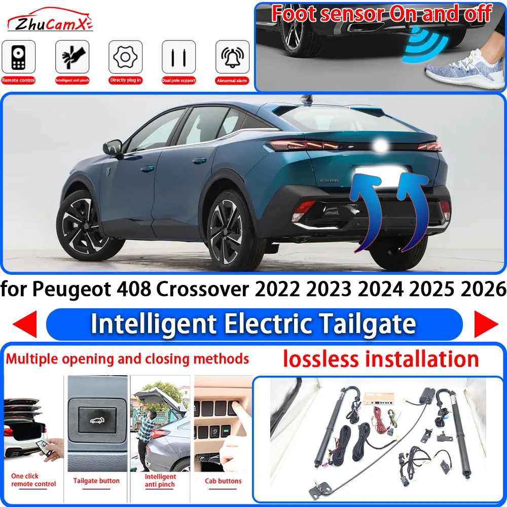ZhuCamX for Peugeot 408 Crossover 2022 2023 2024 2025 2026 Power Liftgate Trunk Electric Suction Tailgate Tail Gate Lift Strut