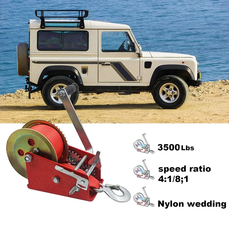 Boat Winch 3500Lbs Capacity Heavy Duty Hand Winch, Hand Winch Boat Trailer Winch, Manual Winch With 10M(32Ft) Strap