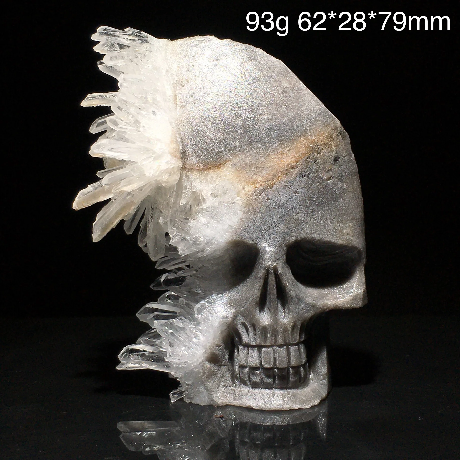 Natural Crystal Carving Skull Stone Clear Quartz Cluster Polished Rock Alien Decoration Rock Gift Reiki Healing