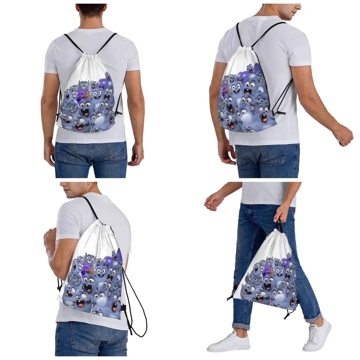 Animation Grizzy And The Lemmings Cartoon Anime Backpacks Drawstring Bundle Pocket Storage Bag Book Bags for Travel School
