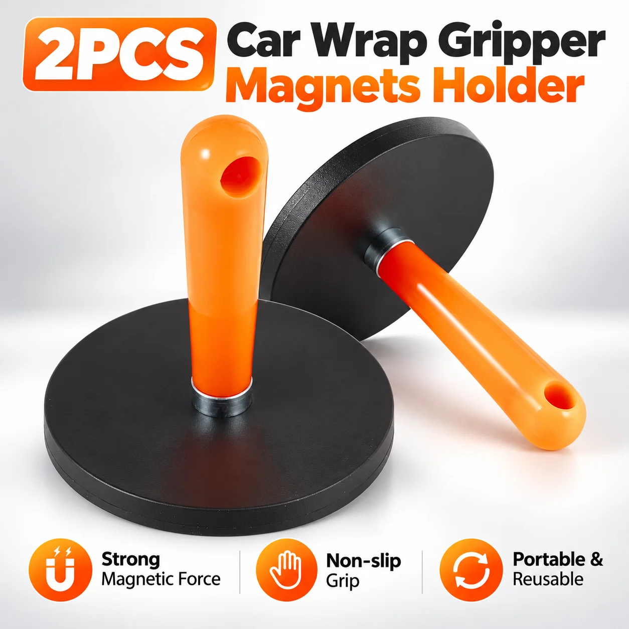 2PCS 88mm Strong Magnetic Car Wrap Holders, Magnet Grippers for Vinyl Wrap and PPF Film Positioning During Installation