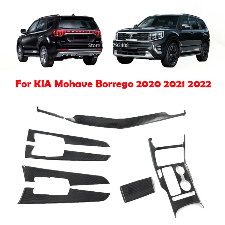 

For KIA Mohave Borrego 2020 2021 2022 ABS carbonfiber center conlose panle inner door handle strip gear shif panle interior trim