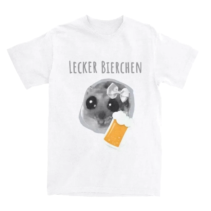 Delicious Beer Sad Hamster Funny Meme Printed T-shirt Summer Women's Short Sleeve Top O-Neck Casual Sale Clothing Free Shipping