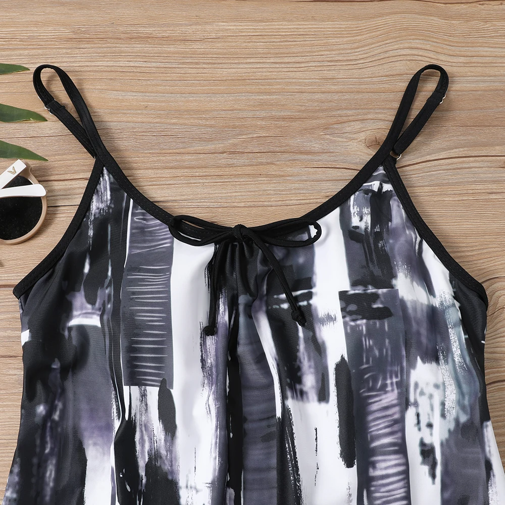 2023 Summer Women's Vintage Printing Swimwear High Waist Loose Tankini Trend Monokini Two Piece Set Bathing Suit Sexy Swimsuit