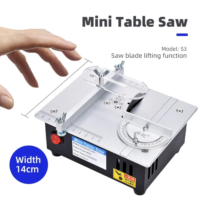 Mini Table Saw for Home DIY 45 Degree Cuting,PCB Board Cutting Tool,Saw Blade Lifting Function,Craft Cut,Electric Saw Table