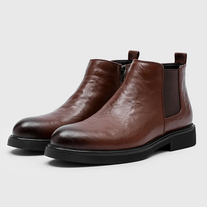 England style mens leisure chelsea boots black brown shoes cowboy natural leather boot party banquet dresses ankle botas hombre