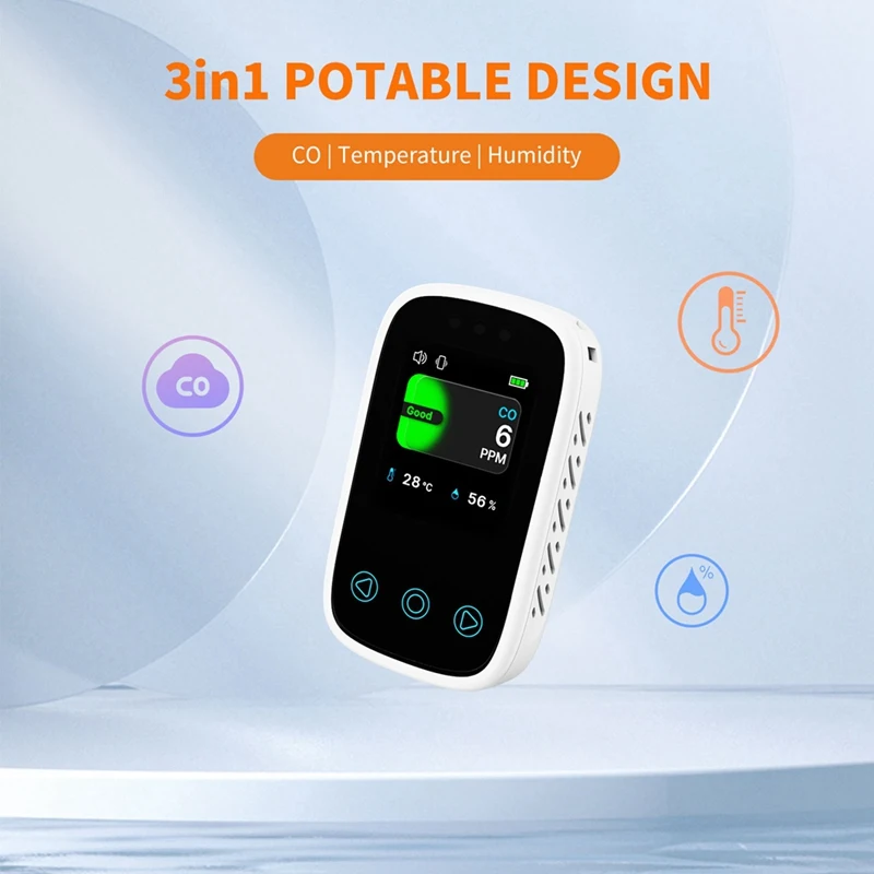 Promotion! Travel Carbon Monoxide Detector Rechargeable CO Alarm Portable Mini Camping Tent Alarm With Color HD Screen