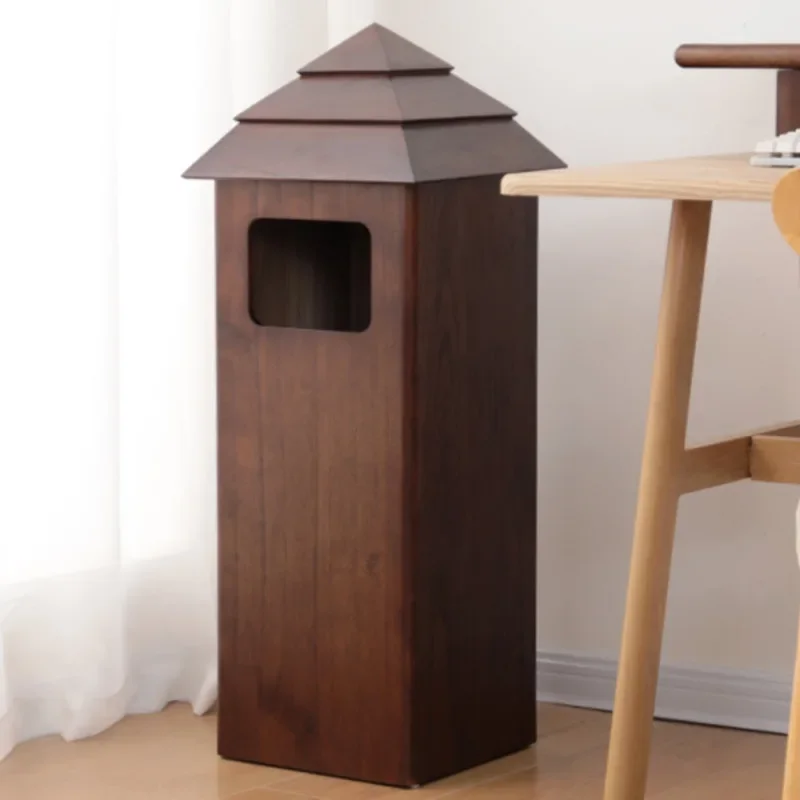 Solid Wood Commercial Garbage Bin Hotel and Restaurant Dustbin Large Capacity Toilet Storage Bucket Family Living Room