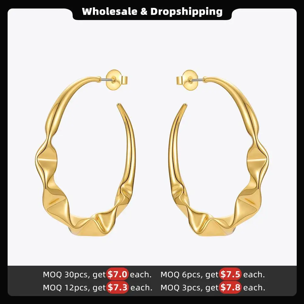 ENFASHION Irregular Hoop Earrings For Women Gold Color Fashion Jewelry Wave Circle Earring Boucle Oreille Femme Party E211272