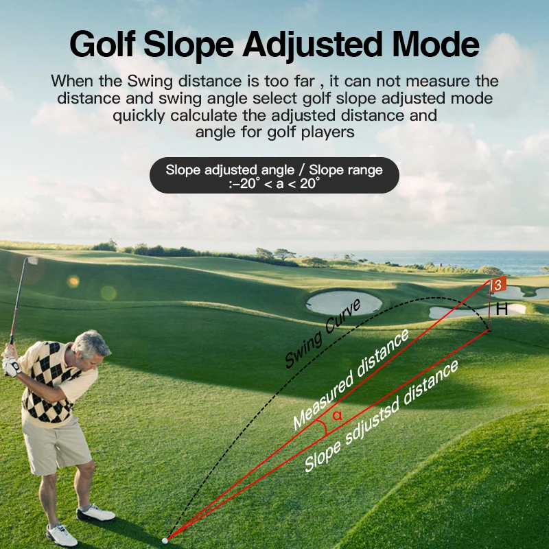 For Mestek Lens Magnet Effect Speed Data Save Hold Angle Two Points Height Lithium Battery USB Charging Laser Golf Rangefinder