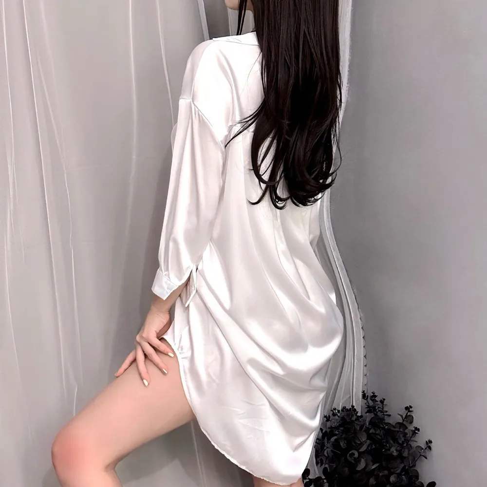 女性のためのエロティックなコスプレ衣装,白いシャツ,ミニセックスパジャマ,ネグリジェ,無地,家庭用,カジュアル,ネグリジェ,ファッション,2024